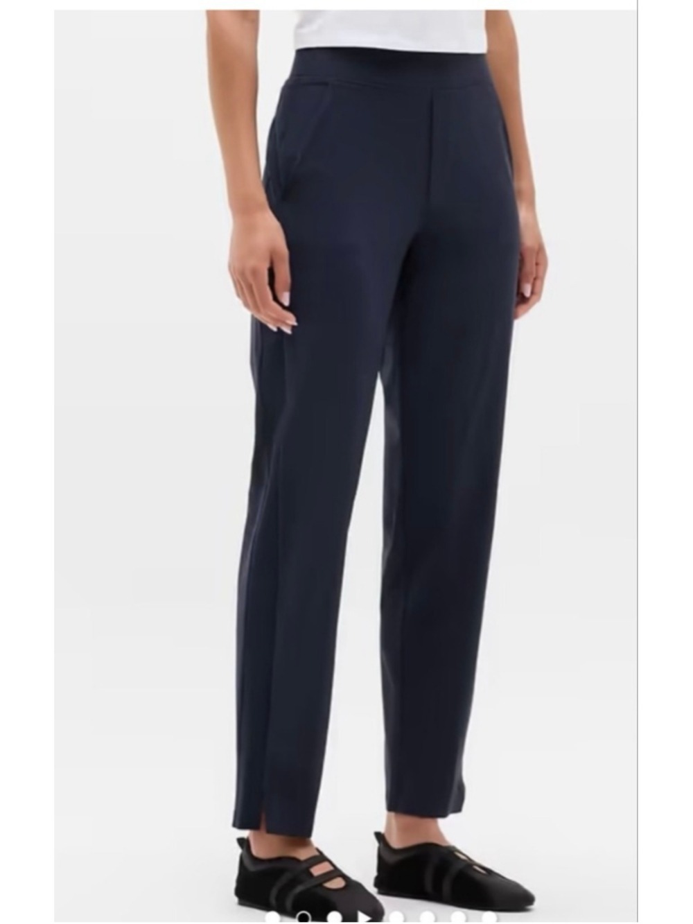Athleta Navy Ankle-Length Straight-Leg Pants